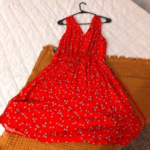 Mercer&Madison Red floral v neck mini dress in size 12